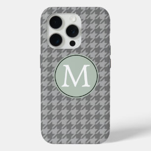 Coque Case-Mate iPhone Monogramme de Houndstooth gris