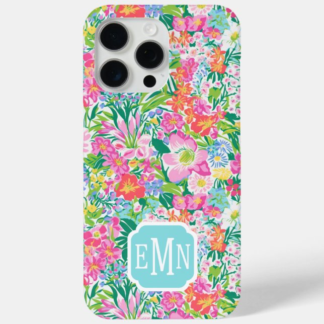 Coques Case-Mate iPhone Monogramme de jardin floral rose (Verso)