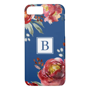 Case-Mate iPhone Case Monogramme de la Bourgogne sur les fleurs d'aquare