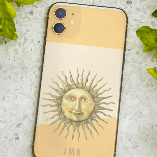 Coques Case-Mate iPhone Monogramme de la face solaire céleste (Créateur téléchargé)
