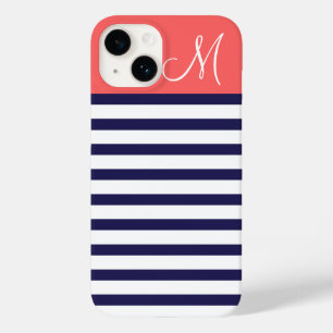 Coques Pour iPhone Monogramme de la marine et des bandes de rapaces d