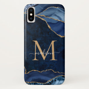 Case-Mate iPhone Case Monogramme de la Parties scintillant d'or bleu de