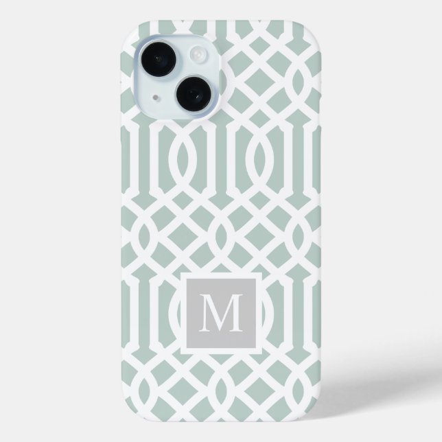 Coques Case-Mate iPhone Monogramme de la pinte et des trellis gris | Coule (Verso)