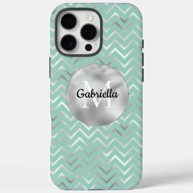 Coques Case-Mate iPhone Monogramme de la pointe Silver Zigzag (Verso)
