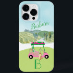 Coque Case-Mate iPhone Monogramme de la scène de golf<br><div class="desc">Une touche d'humour de golf pour la dame - ami dans votre vie, qui va s'amuser avec celui-ci - une voiturette de golf pour l'amoureux du golf qui aime jouer avec style - ou qui aime juste jouer - personnalisé avec son prénom et son monogramme - Golf Gal élégant et...</div>