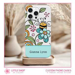 Coque Case-Mate iPhone Monogramme de l'abeille à fleurs de style rétro