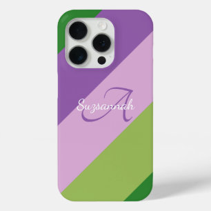 Coque Case-Mate iPhone Monogramme de lettre initiale coloré et rayure dia