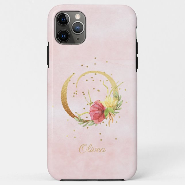 Coques Case-Mate iPhone Monogramme de lettre initiale O florale à l'aquare (Dos)