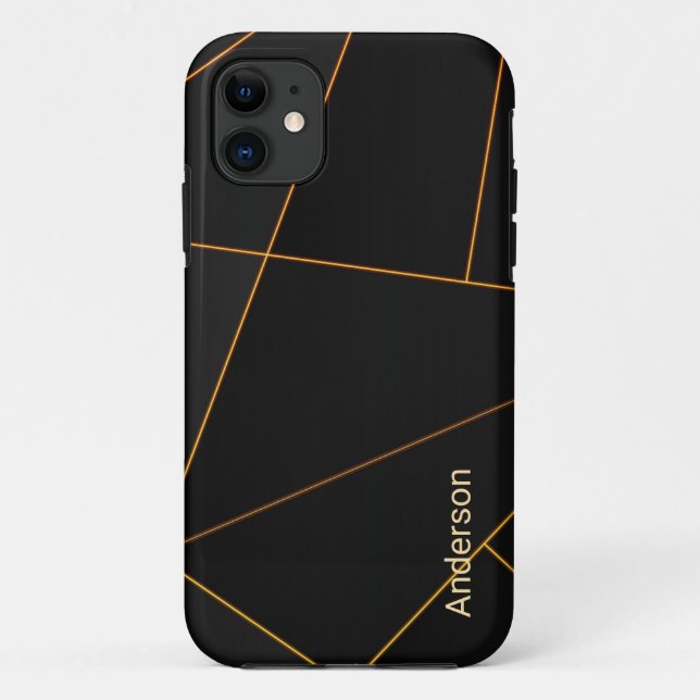 Coques Case-Mate iPhone Monogramme de ligne rétro élégant moderne (Dos)