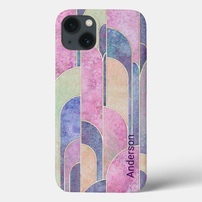 Coques Case-Mate iPhone Monogramme de ligne rétro élégant moderne (Verso)