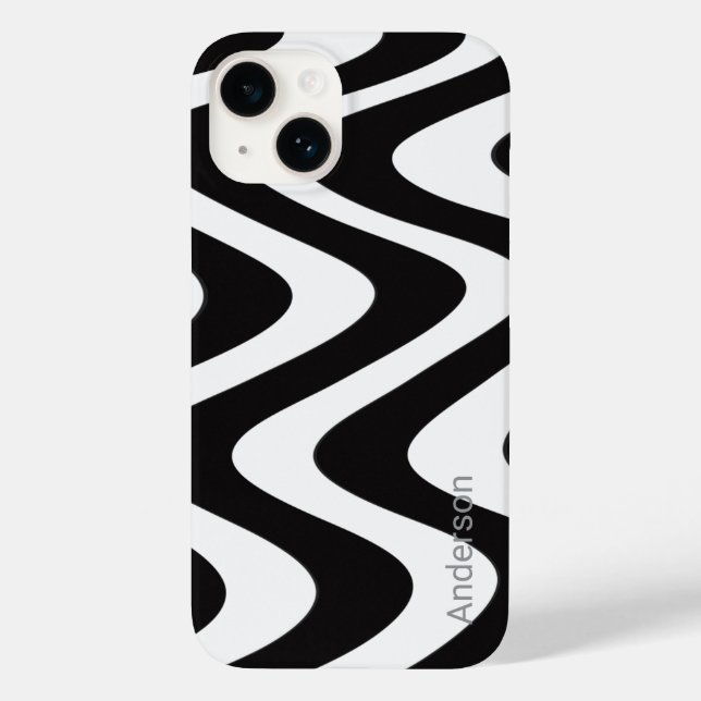 Coques Case-Mate iPhone Monogramme de ligne rétro élégant moderne (Verso)