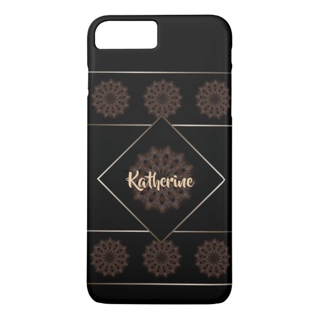 Coques Case-Mate iPhone Monogramme de mandala rustique Brown Terre (Dos)