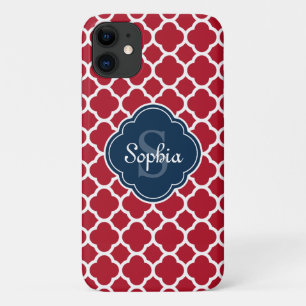 Case-Mate iPhone Case Monogramme de marine Motif en treillis rouge