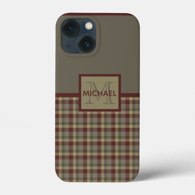 Coques Case-Mate iPhone Monogramme De Maroon, Tan Et Gris (Verso)