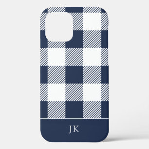 Case-Mate iPhone Case Monogramme de Motif à plaid bleu de la marine russ