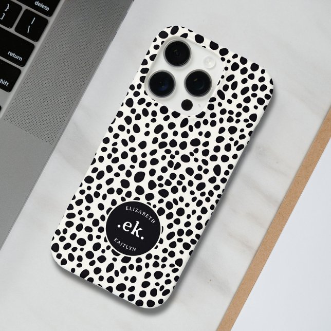 Coques Case-Mate iPhone Monogramme de motif abstrait de chien dalmate (Créateur téléchargé)