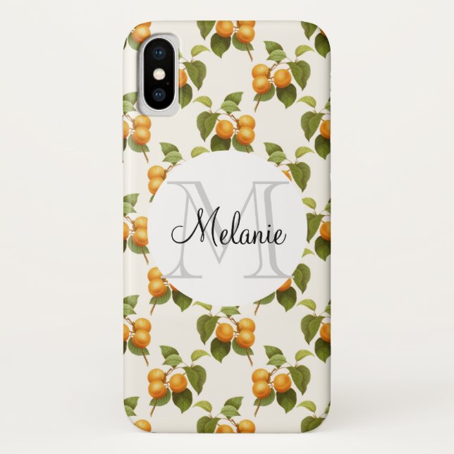 Coques Case-Mate iPhone Monogramme de motif aquarelle d'abricots orange vi (Dos)