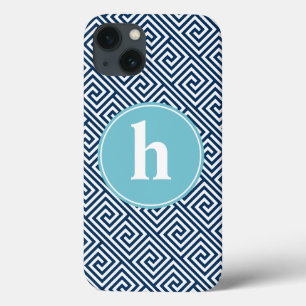 Etui iPhone Case-Mate Monogramme de Motif de clé grecque bleue