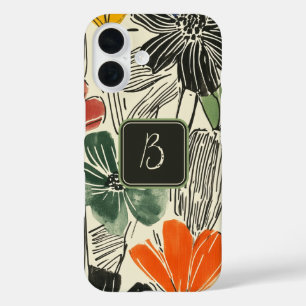 Coque Pour iPhone 16 Monogramme de motif floral gras