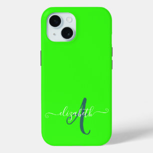 Coque Case-Mate iPhone Monogramme de néon fluorescent vert