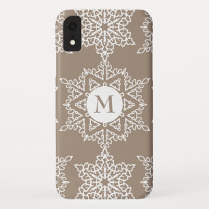 Case-Mate iPhone Case Monogramme de Noël des flocs à neige en or