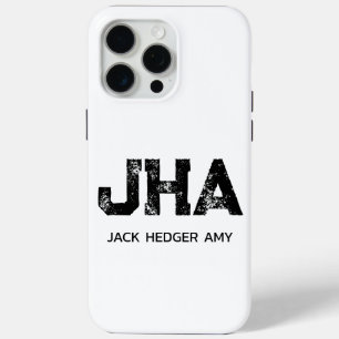 COQUE Case-Mate iPhone MONOGRAMME DE NOM À TROIS LETTRES NOIR MINIMALISTE