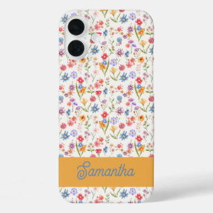 Coque Pour iPhone 16 Plus Monogramme de nom aquarelle bleu violet rouge