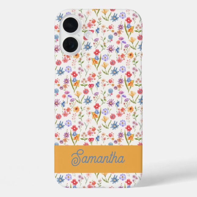 Coques Case-Mate iPhone Monogramme de nom aquarelle bleu violet rouge (Verso)