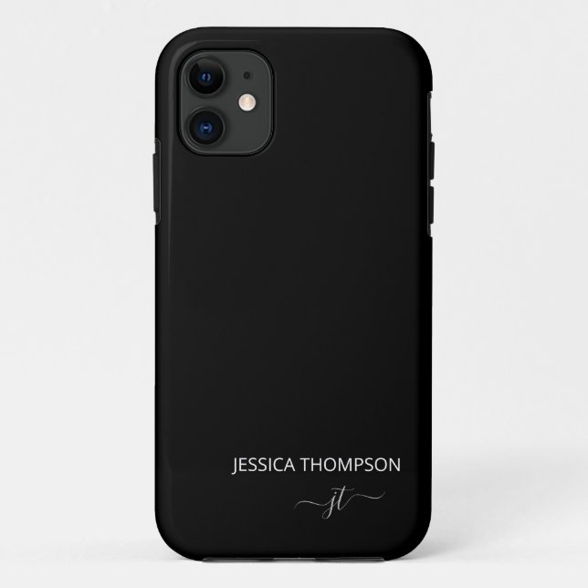 Coques Case-Mate iPhone Monogramme de nom de fille de script simple noir m (Dos)