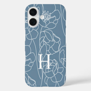 Coque Pour iPhone 16 Monogramme de nom de fleur sauvage aquarelle moder