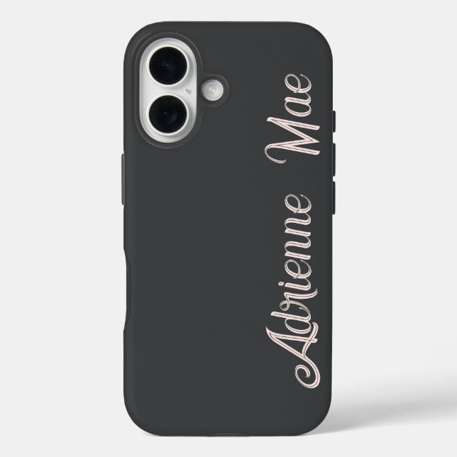 Coques Case-Mate iPhone Monogramme de nom de script de rose bébé moderne (Verso)