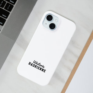 Coque Case-Mate iPhone Monogramme de nom de sport noir et blanc moderne