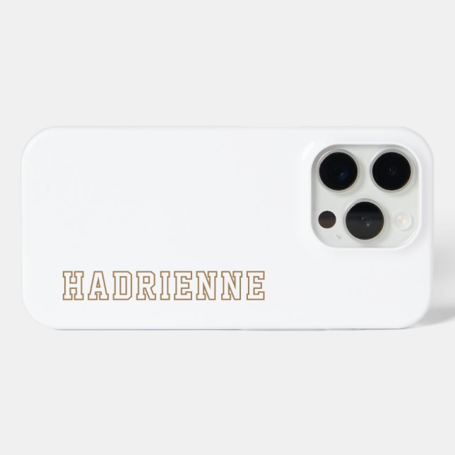 Coques Case-Mate iPhone Monogramme de nom en contour moderne or blanc (Verso (horizontal))