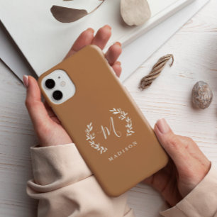 Coque Case-Mate iPhone Monogramme de nom en écriture laurier rustique