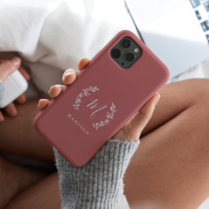 Coque Case-Mate iPhone Monogramme de nom en écriture laurier rustique