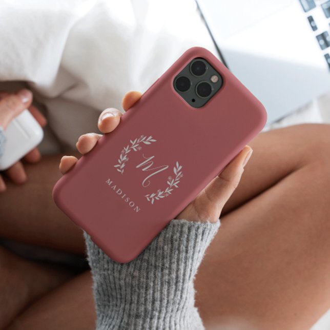 Coques Case-Mate iPhone Monogramme de nom en écriture laurier rustique (Créateur téléchargé)