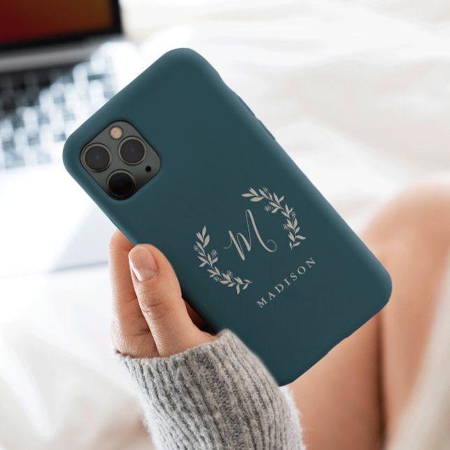 Coques Case-Mate iPhone Monogramme de nom en écriture laurier rustique (Créateur téléchargé)