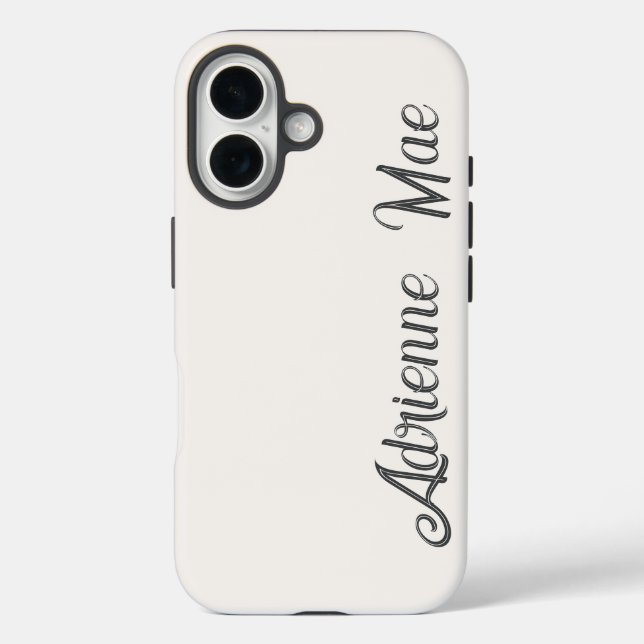 Coques Case-Mate iPhone Monogramme de nom en écriture moderne crème ivoire (Verso)