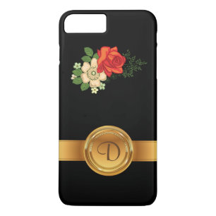Etui iPhone Case-Mate Monogramme de nom en or Rose Rouge et Pâquerettes