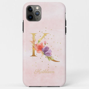 Case-Mate iPhone Case Monogramme de nom initial K lettre florale aquarel
