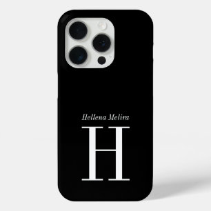 Coque Case-Mate iPhone Monogramme de nom noir et blanc moderne