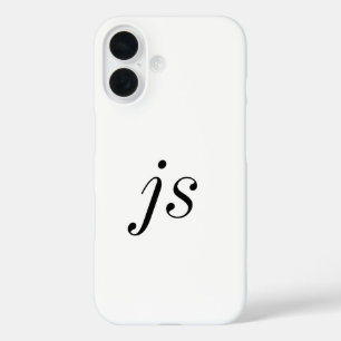 Coque Pour iPhone 16 Monogramme de nom noir et blanc moderne