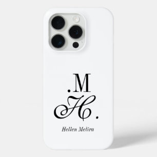 Coque Case-Mate iPhone Monogramme de nom noir et blanc moderne