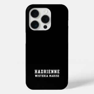Coque Case-Mate iPhone Monogramme de nom noir et blanc moderne