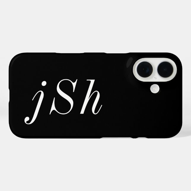Coques Case-Mate iPhone Monogramme de nom noir et blanc moderne (Verso (horizontal))