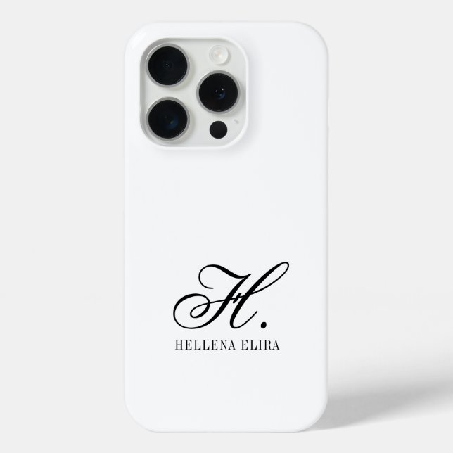 Coques Case-Mate iPhone Monogramme de nom noir et blanc moderne (Verso)