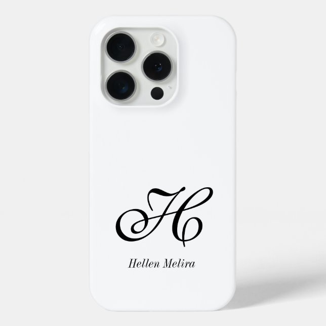 Coques Case-Mate iPhone Monogramme de nom noir et blanc moderne (Verso)