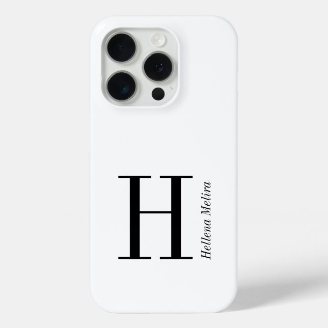 Coques Case-Mate iPhone Monogramme de nom noir et blanc moderne (Verso)