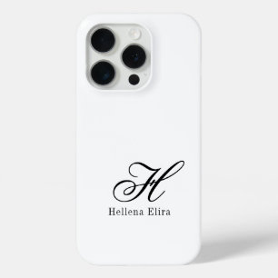 Coque Case-Mate iPhone Monogramme de nom noir et blanc moderne