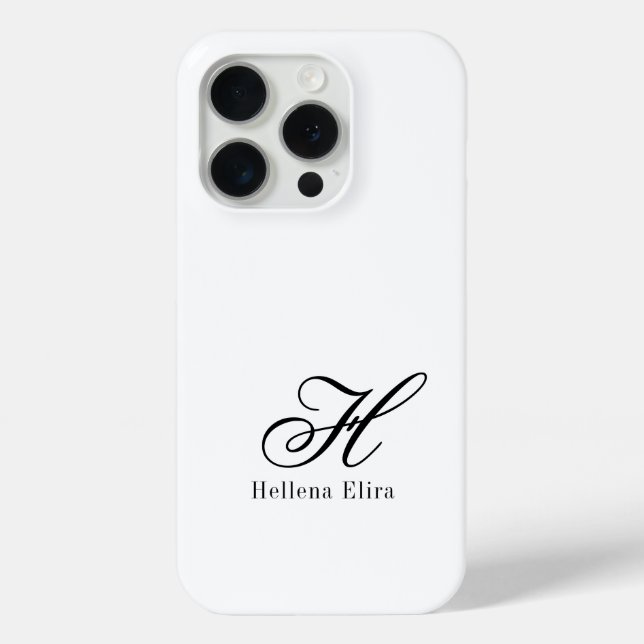 Coques Case-Mate iPhone Monogramme de nom noir et blanc moderne (Verso)